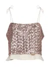 Baum Und Pferdgarten Jovana Sequinned Crop Top In Cafe Creme Sequince
