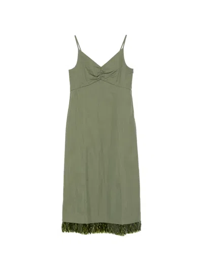 Baum Und Pferdgarten V-neck Beaded Dress In Green