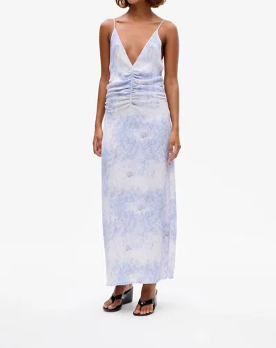 Baum Und Pferdgarten V-neck Floral Slip Dress In Distorted Blue Flower