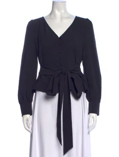 Pre-owned Baum Und Pferdgarten V-neck Long Sleeve Blouse In Blue