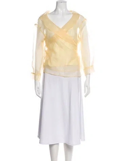 Pre-owned Baum Und Pferdgarten V-neck Long Sleeve Blouse W/ Tags In Yellow