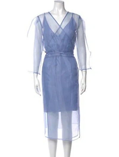 Pre-owned Baum Und Pferdgarten V-neck Midi Length Dress In Blue