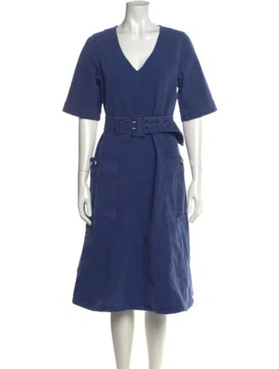 Pre-owned Baum Und Pferdgarten V-neck Midi Length Dress In Blue