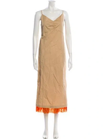 Pre-owned Baum Und Pferdgarten V-neck Midi Length Dress In Neutral