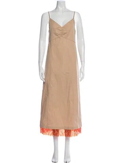 Pre-owned Baum Und Pferdgarten V-neck Midi Length Dress In Neutral