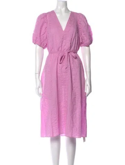 Pre-owned Baum Und Pferdgarten V-neck Midi Length Dress In Pink