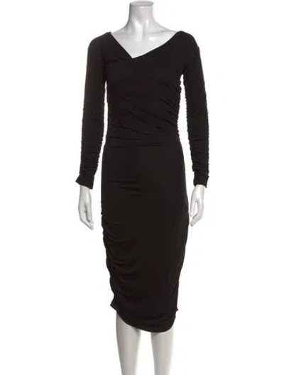 Pre-owned Baum Und Pferdgarten V-neck Midi Length Dress W/ Tags In Black