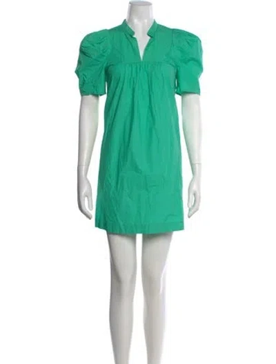 Pre-owned Baum Und Pferdgarten V-neck Mini Dress In Green