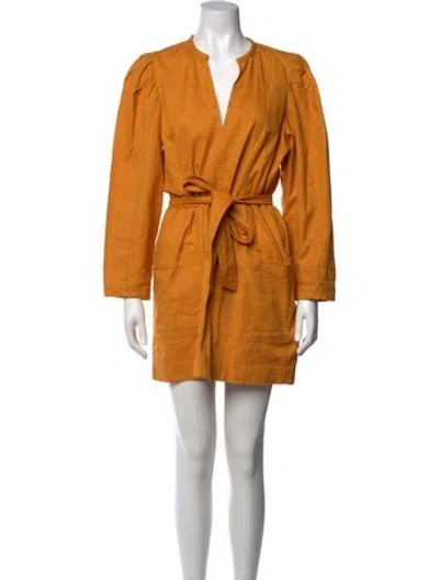 Pre-owned Baum Und Pferdgarten V-neck Mini Dress In Yellow