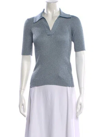 Pre-owned Baum Und Pferdgarten V-neck Short Sleeve Top In Blue