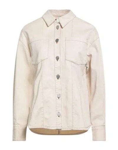 Baum Und Pferdgarten Woman Denim Shirt Beige Size 10 Cotton, Elastane In Neutral
