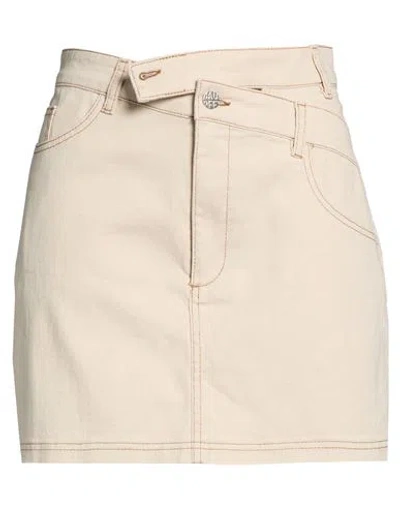 Baum Und Pferdgarten Woman Denim Skirt Beige Size 8 Cotton, Elastane In Neutral
