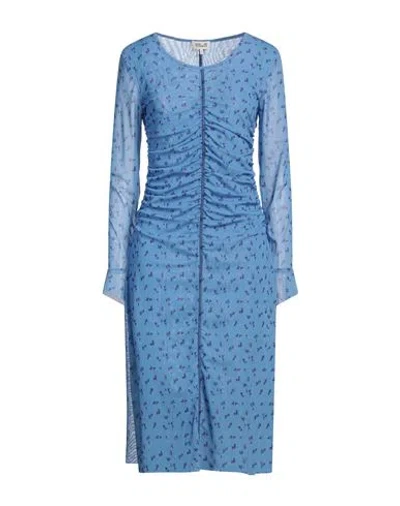 BAUM UND PFERDGARTEN BAUM UND PFERDGARTEN WOMAN MIDI DRESS AZURE SIZE M RECYCLED POLYESTER, ELASTANE