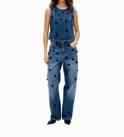 Baum Und Pferdgarten Women's Narane Jeans In Denim Sequin Flower In Blue