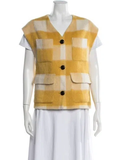 Pre-owned Baum Und Pferdgarten Wool Plaid Print Vest In Yellow