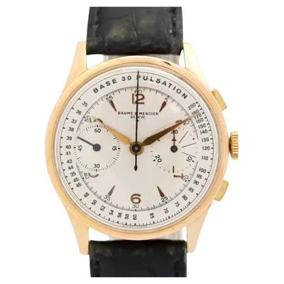 Pre-owned Baume & Mercier 18 Karat Gold Vintage Chronograph, 30 Pulsation, Wempe Service In Multi