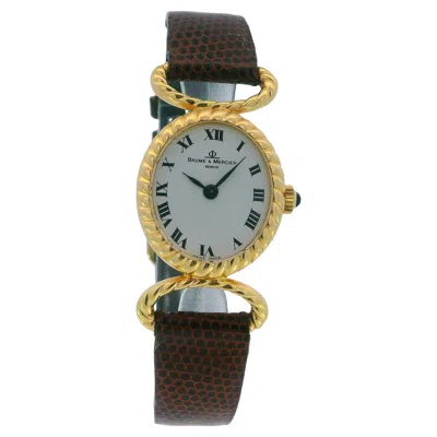 Pre-owned Baume & Mercier 18k Yellow Gold Fluted Case Ladies Watch