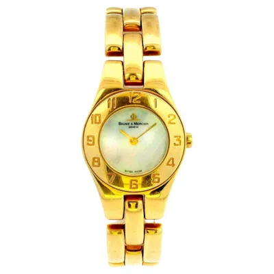 Pre-owned Baume & Mercier 18k Yellow Gold Mop Dial & Arabic Numeral Bezel