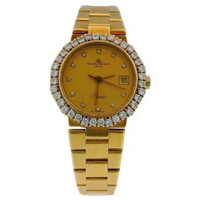 Pre-owned Baume & Mercier 18k Yellow Gold Riviera Flat Bracelet Diamond Bezel & Dial