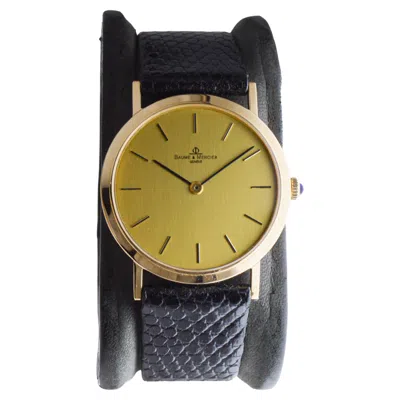 Pre-owned Baume & Mercier 18kt Solid Yellow Gold Dress Watch With Box And Papers