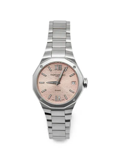 Pre-owned Baume & Mercier 2020s Riviera 33mm Watch In Pink