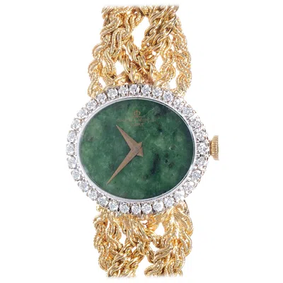 Pre-owned Baume & Mercier .75 Carat Diamond Jade Yellow Gold Ladies Wristwatch