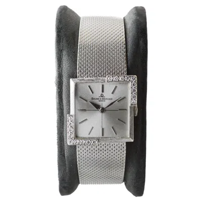 Pre-owned Baume & Mercier Baume Mercier 14kt. Solid White Gold Bracelet Dress Watch With Diamond Accents