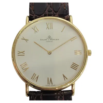 Pre-owned Baume & Mercier Baume Mercier 18k Solid Gold 1990s Mens 33mm Ultra Slim Quartz Dress Watch Ra826 In Multiple