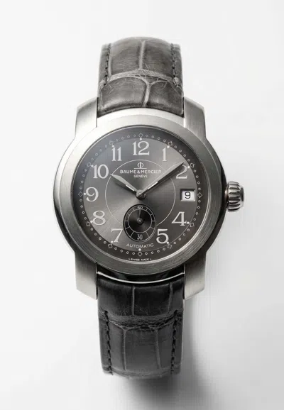 Baume & Mercier Capeland 39mm Stainless Steel And Leather Watch In Silver
