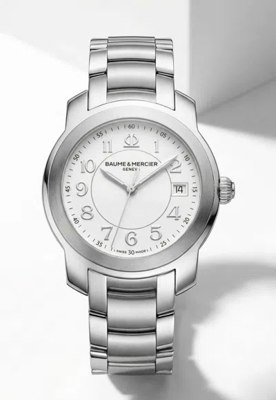Baume & Mercier Capeland 39mm Stainless Steel Quartz Watch In White