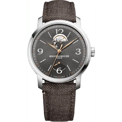 Baume & Mercier Classima Automatic Grey Dial Brown Fabric Strap Men's Watch 10718 In Gray