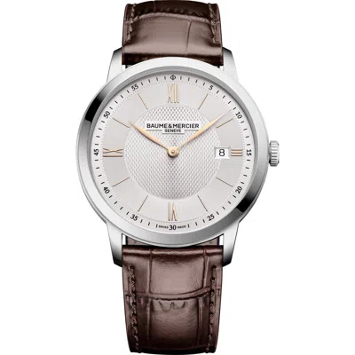 Baume & Mercier Classima Leather Strap Watch, 40mm In Silver