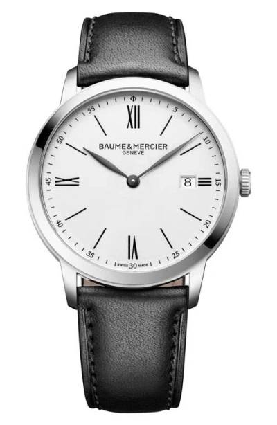 Baume & Mercier Classima Leather Strap Watch, 40mm In Silver