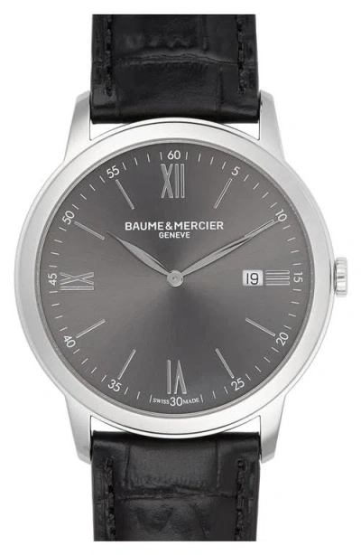 Baume & Mercier Classima Leather Strap Watch, 42mm In Black