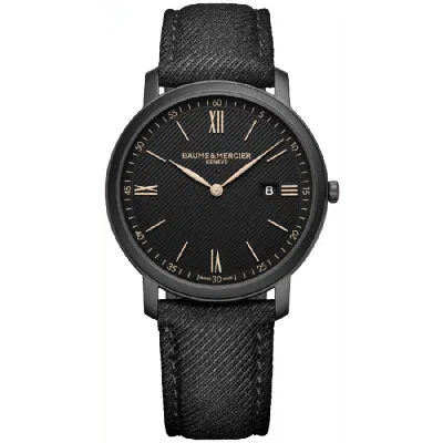 Baume & Mercier Classima Quartz Black Dial Fabric Strap Men's Watch 10762