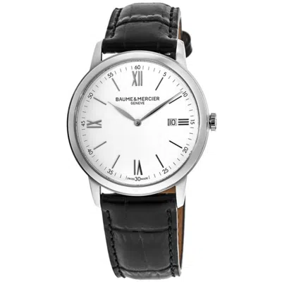 Baume & Mercier Classima Quartz White Dial Black Leather Strap Men's Watch 10414