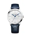 Baume & Mercier Men's Swiss Automatic Classima Navy Leather Strap Watch 42mm M0a10333 In White/blue