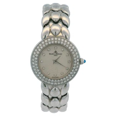 Pre-owned Baume & Mercier Classique 18kt White Gold Diamond Bezel Dress Watch