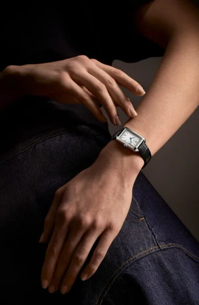 Baume & Mercier Hampton Leather Strap Watch, 35mm X 22.2mm In Black