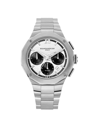 Baume & Mercier Men's Riviera White Stainless Steel Watch/41mm In Silver