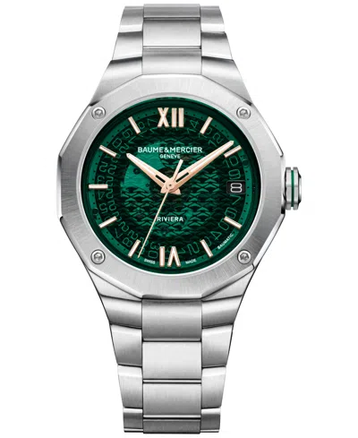 Baume & Mercier Men's Swiss Automatic Riviera Stainless Steel Bracelet Watch 39mm In Green