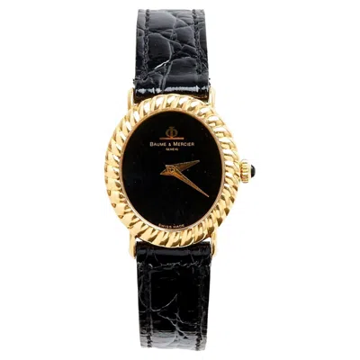Pre-owned Baume & Mercier Montre Mecanique Or Fond Noir 1970s Yellow Gold Manual Watch