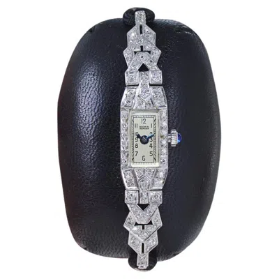 Pre-owned Baume & Mercier Platinum Handmade Ladies Art Deco Watch, Circa 1940s In Multi