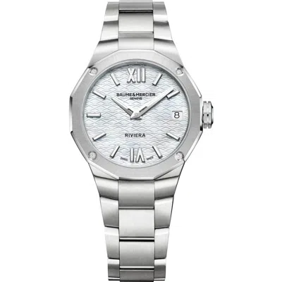 Baume & Mercier Riviera 10729 Mother-of-pearl & Diamond Bracelet Watch, 33mm In White