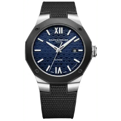 Baume & Mercier Riviera Automatic Blue Dial Rubber Strap Men's Watch 10768