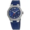 Baume & Mercier Riviera Automatic Gmt Blue Dial Rubber Strap Men's Watch 10659 In Blue