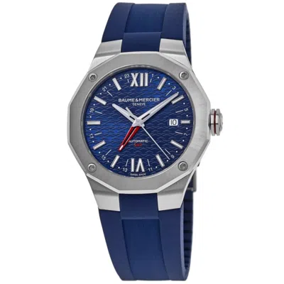 Baume & Mercier Riviera Automatic Gmt Blue Dial Rubber Strap Men's Watch 10659