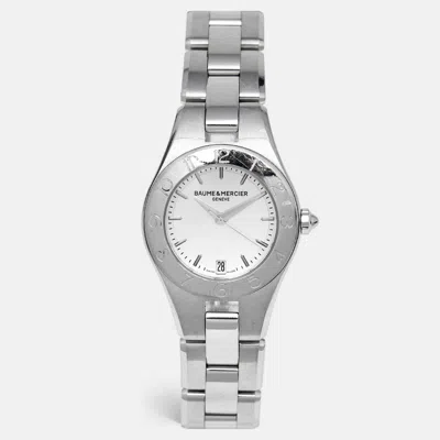 Pre-owned Baume & Mercier Silver Dial Stainless Steel Linea M0a10009 Women's Wristwatch 27 Mm