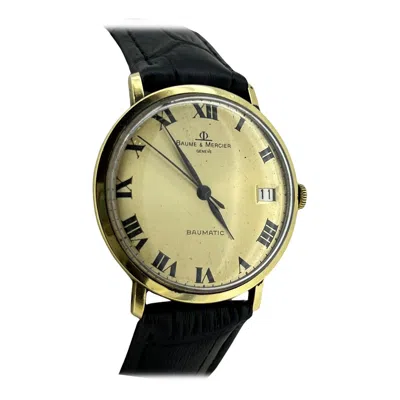 Pre-owned Baume & Mercier V Rare 18k Gold  Geneve Baumatic 30 Jewels Ref 35048 Watch W Date In Multi