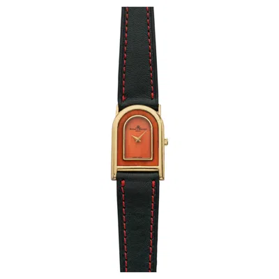 Pre-owned Baume & Mercier Vintage 1970s  Dress Watch 18k Yg Coral Dial Manual 22mm In Red